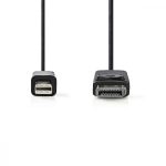   KÁBEL - Displayport - Mini Displayport kábel,  2m, fekete, Nedis CCGP37400BK20