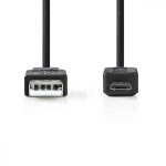   KÁBEL - USB 2.0 A-B MicroUSB kábel 1.0m, Nedis, fekete, dobozos