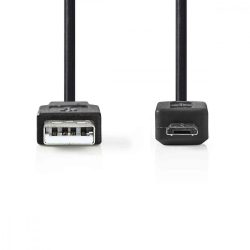 KÁBEL - USB 2.0 A-B MicroUSB kábel, 1.0m, Nedis, fekete, dobozos