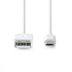   KÁBEL - USB 2.0 A-B MicroUSB kábel, 1.0m, Nedis, fehér, dobozos