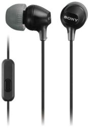 HKM - Mikrofonos fülhallgató, Sony MDR-EX15AP, fekete