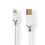  KÁBEL - USB 2.0 A-Lightning kábel, 1.0m, Nedis, fehér (MFI licences)