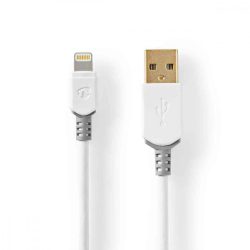 KÁBEL - USB-A - Lightning kábel, 1.0m, Nedis, fehér (MFI licences)
