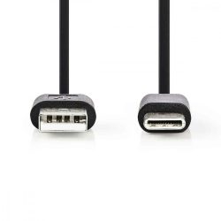 KÁBEL - USB 2.0 A-C kábel, 1.0m, Nedis, fekete, dobozos