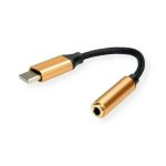   KÁBEL - USB-C dugó -> 3,5mm jack aljzat adapter, Roline, arany