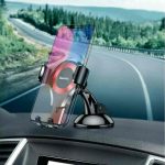   TELALK - Telefontartó, műszerfalra rögzíthető, Baseus Osculum, fekete-piros