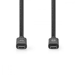 KÁBEL - USB 3.2 Gen.1 (5 Gbps) Type-C kábel, 2m, fekete, 100W, Nedis