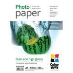   PAP - Fotópapír, A4, kétoldalas, ColorWay,  50lap, 220g, fényes
