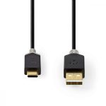   KÁBEL - USB 2.0 A-C kábel, 1.0m, Nedis, aranyozott, antracit, dobozos