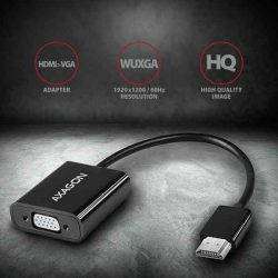 KELLÉK - Adapter, HDMI apa -> VGA anya átalakító audio funkcióval, Axagon