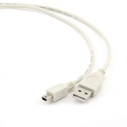 KÁBEL - USB 2.0 A-B MiniUSB kábel 5pin 0.9m, Gembird, fehér
