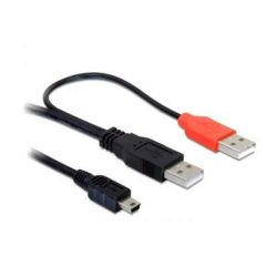 KÁBEL - USB 2.0 A-B MiniUSB kábel 5pin, 1.0m, 2xUSB(A)+1x5pin, Delock