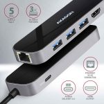   KELLÉK - Dokkoló, USB-C (5 Gbps) apa -> HDMI/3xUSB3.0/1xUSB-C/LAN, Axagon