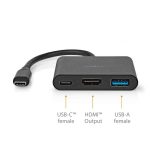   KELLÉK - Dokkoló, USB-C (5 Gbps) apa -> HDMI/1xUSB3.0/1xUSB-C, Nedis