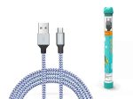   KÁBEL - USB 2.0 A-B MicroUSB kábel, 1.0m, Devia Tube, szövet, ezüst/kék