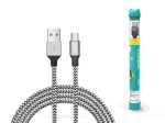   KÁBEL - USB 2.0 A-C kábel, 1.0m, Devia Tube, szövet, ezüst/fekete