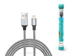   KÁBEL - USB 2.0 A-Lightning kábel, 1.0m, Devia Tube, szövet, ezüst/fekete
