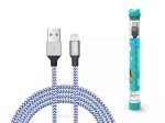   KÁBEL - USB 2.0 A-Lightning kábel, 1.0m, Devia Tube, szövet, ezüst/kék