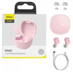 HKM - Bluetooth-os mikrofonos fülhallgató, Baseus Encok WM01, pink