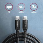 KÁBEL - USB 2.0 C-C kábel, 1.0m, Axagon, fekete,  60W