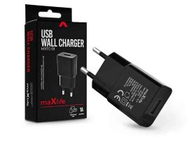 USB - USB töltő, hálózati, 1xUSB, 1A, Maxlife MXTC-01, fekete