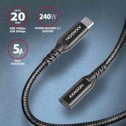 KÁBEL - USB 3.0 hosszabbító kábel, USB-C, 20Gbps, 1.0m, Axagon