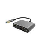   KELLÉK - Dokkoló, USB-A (5 Gbps) apa -> 1xHDMI/1xVGA, VCOM