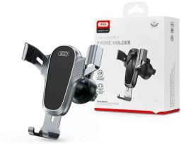 TELALK - Telefontartó, szellőzőrácsra rögzíthető, XO C86 Gravity, fekete-ezüst