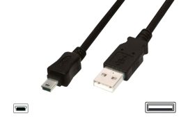 KÁBEL - USB 2.0 A-B MiniUSB kábel 5pin, 1.0m, Ansmann