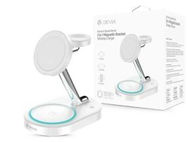 USB - Vezeték nélküli töltő, Devia 3in1 15W vezeték nélküli töltőállomás/dokkoló