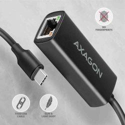 HAK - USB to Ethernet adapter, USB-C (5 Gbps), Axagon, gigabit