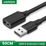 KÁBEL - USB 2.0 hosszabbító kábel  0.5m, Ugreen, fekete