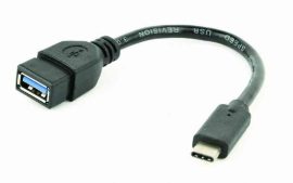 KÁBEL - USB 3.0 USB-C dugó - USB-A aljzat, 15cm, fekete, Gembird, OTG