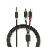   KÁBEL - Audio kábel 3.5" jack-2RCA,  0.5m, Nedis, aranyozott
