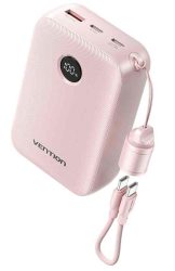 ELEM - Külső akkumulátor, Vention PowerBank FKBP0-C, 20.000mAh - pink
