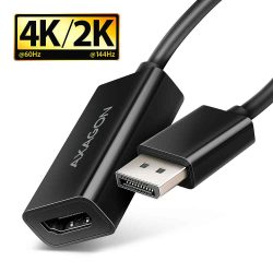 KELLÉK - Adapter, Displayport apa -> HDMI anya, 18cm, Axagon, fekete, 4k/60Hz