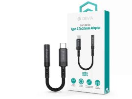 KÁBEL - USB-C dugó -> 3,5mm jack aljzat adapter, Devia Ipure series, fekete