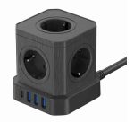   USB - USB töltő, hosszabbító+töltő, 5-ös elosztó, 3xUSB-A, 1xUSB-C töltő, fekete