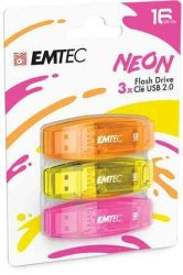 M - Pendrive  16GB Emtec "C410 Neon", 3 db/csomag, USB2.0 (15/5)