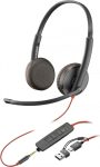   HKM - Mikrofonos fejhallgató, HP Poly Blackwire 3225 Stereo USB-C Headset +3.5mm