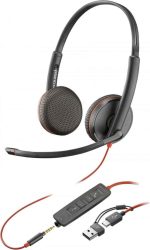 HKM - Mikrofonos fejhallgató, HP Poly Blackwire 3225 Stereo USB-C Headset +3.5mm