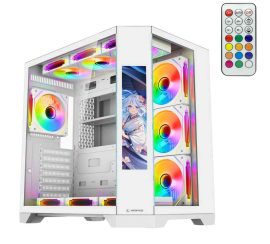 HZ - Rampage NOVA ATX ház (fehér/üveg/ATX/9,17" TFT kijelző/7x120mm RGB)