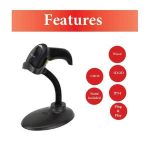   KELLÉK - Vonalkód olvasó, vezetékes, CCD, 1D/2D, Equip, álvánnyal, fekete